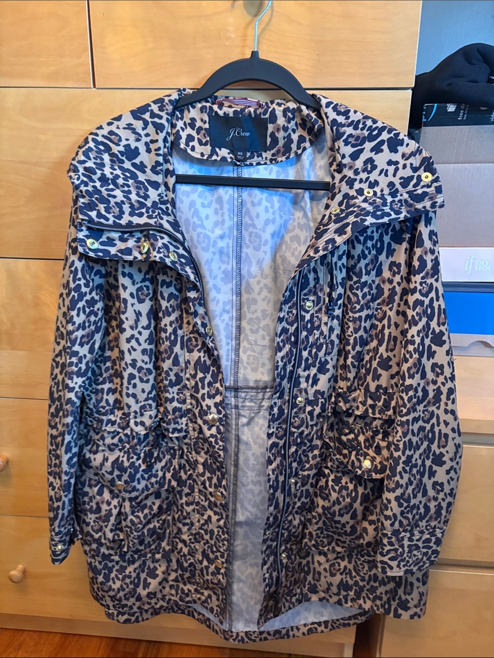 J. Crew Taupe and Black Leopard Utility Jacket